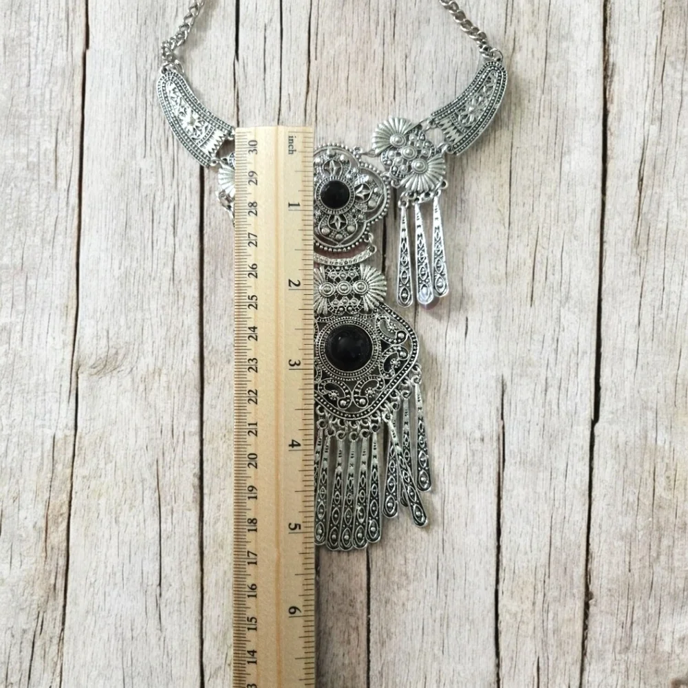 Boho Silver Statement Necklace NWT